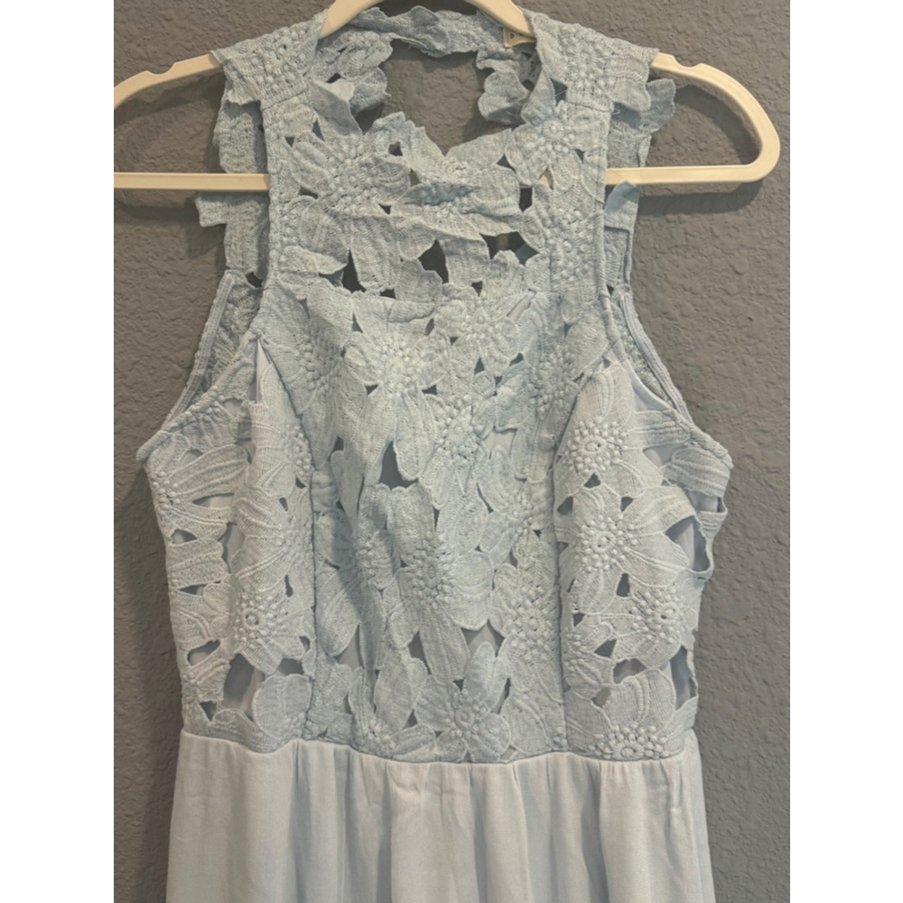 Blush Noir Women’s Blue Lace Maxi Dress Size M - Picture 5 of 8